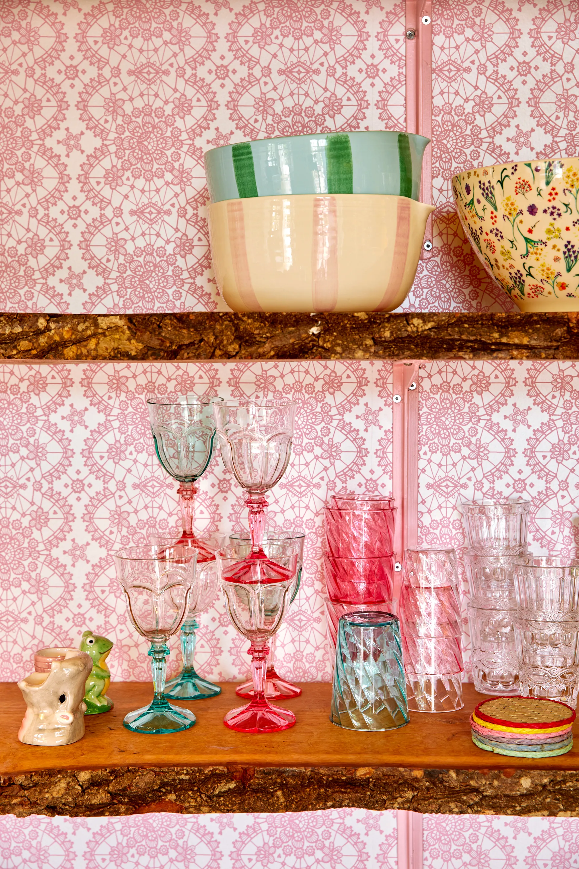 Rice Two Tone wijnglas acryl 26,6 cl, Clear-mint RICE