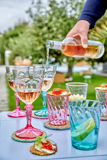 Rice Two Tone wijnglas acryl 26,6 cl - Clear-pink - RICE