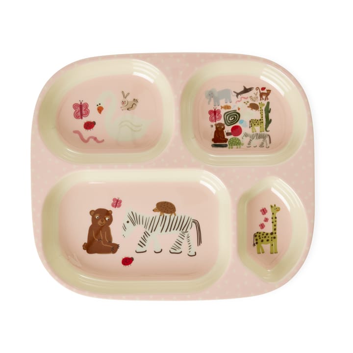 Rice wildlife kinderbord met 4 vakken, Pink RICE