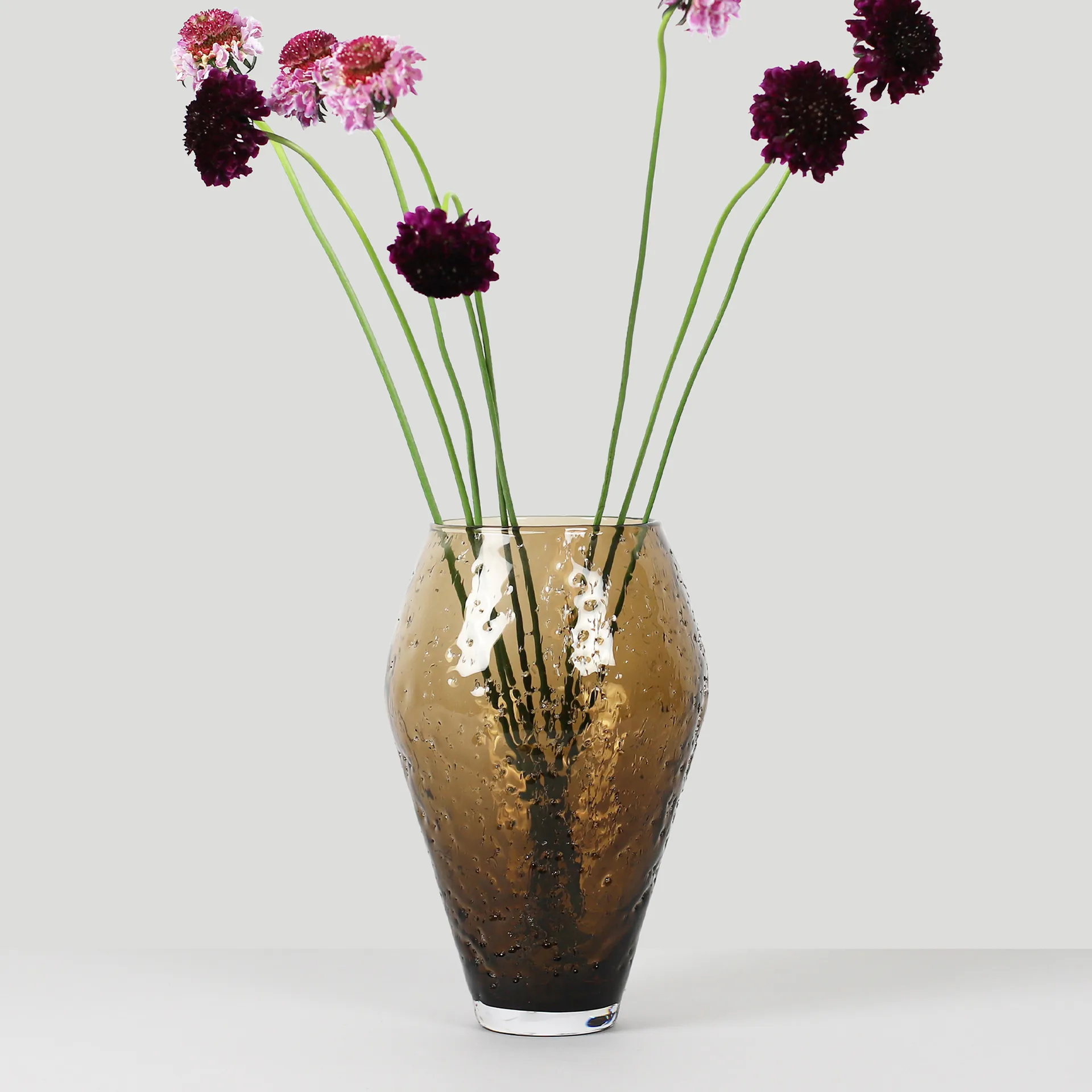 Crushed glazen vaas large, Sepia brown Ro Collection