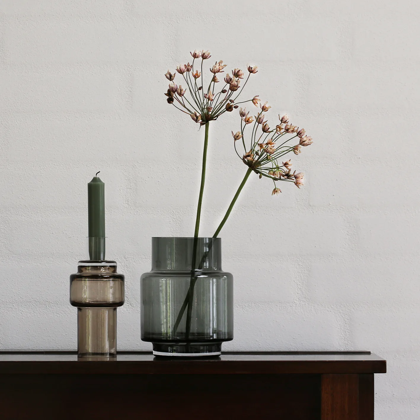 Glass candlestick no. 55, Sepia brown Ro Collection