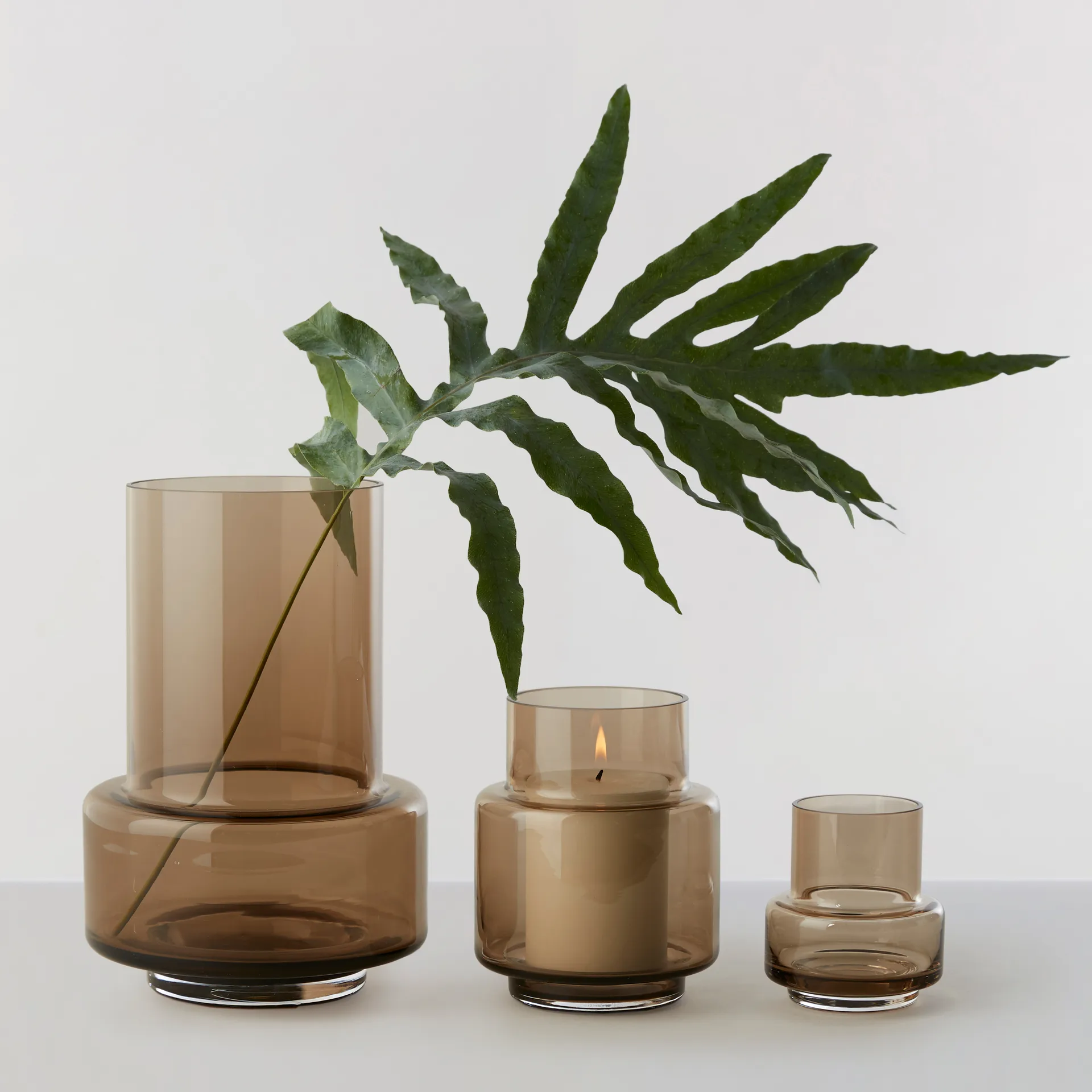 Hurricane waxinelichthouder nr. 25, Sepia brown Ro Collection