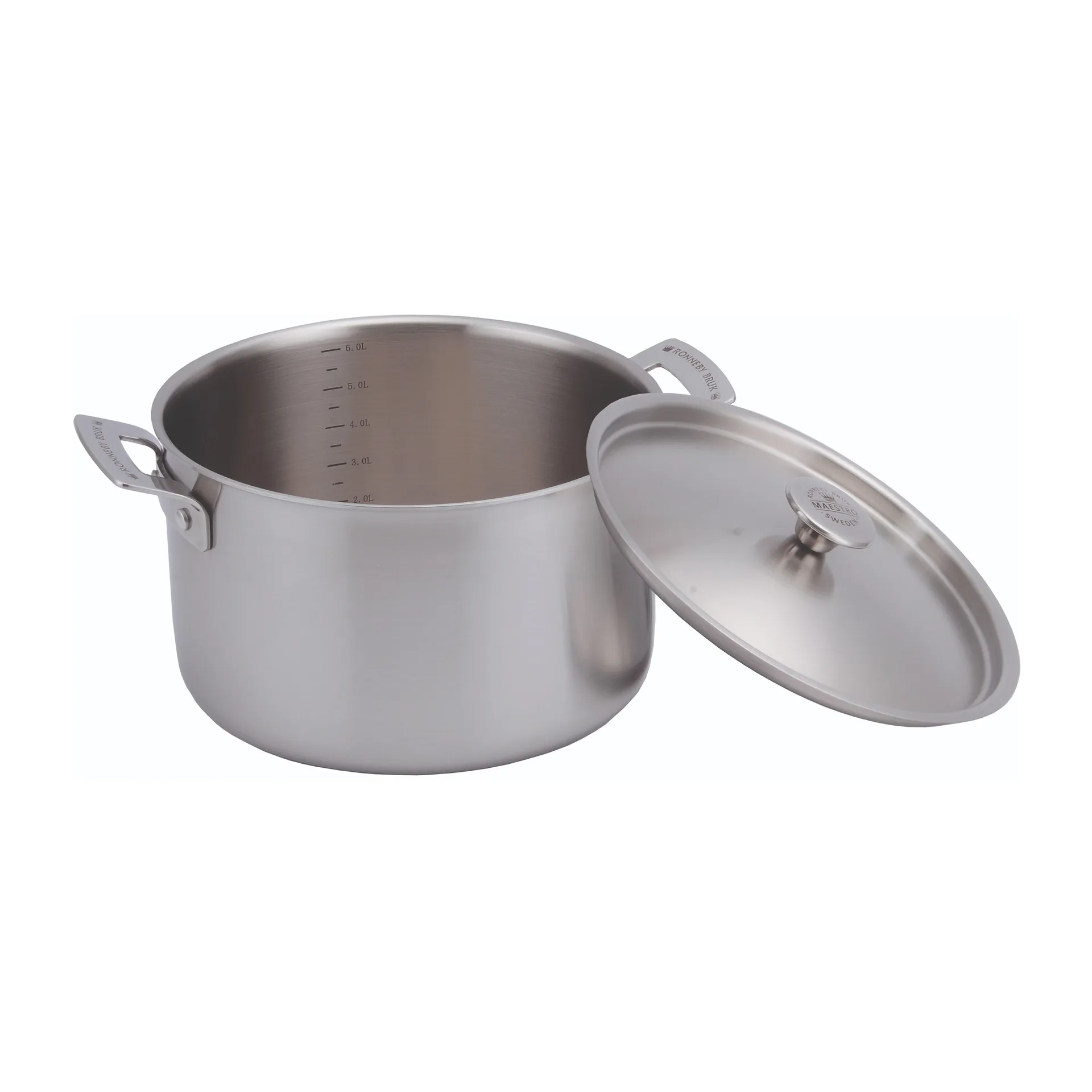 Inox braadpan roestvrij met deksel, 6 l Ronneby Bruk