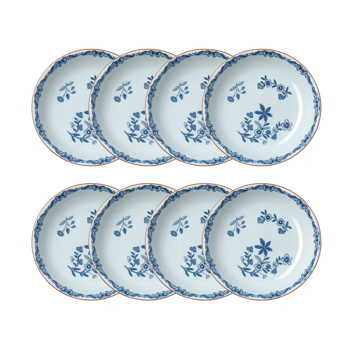 Ostindia diep bord Ø22 cm 8-pack – Blauw,  Rörstrand