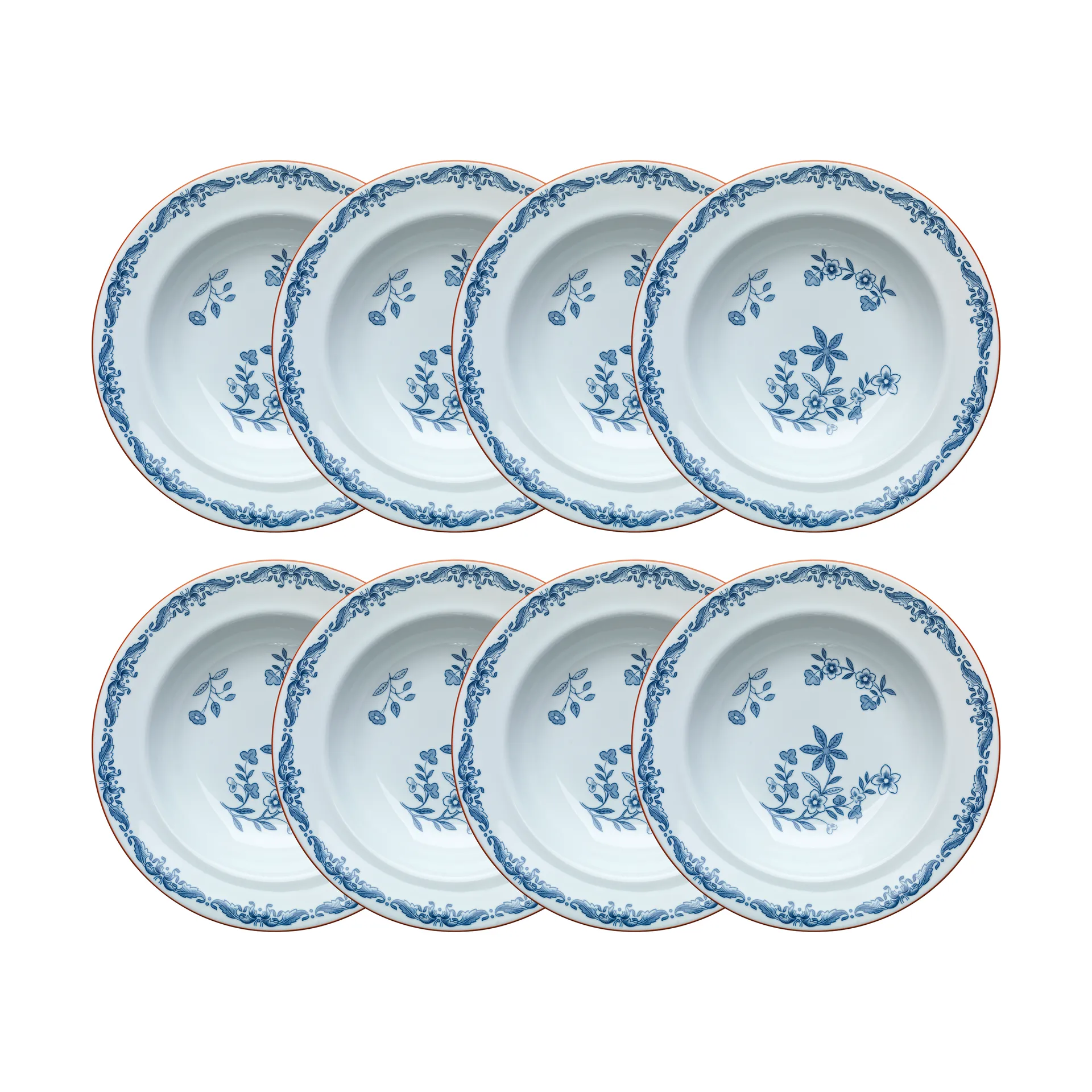 Ostindia diep bord Ø24 cm 8-pack – Blauw,  Rörstrand