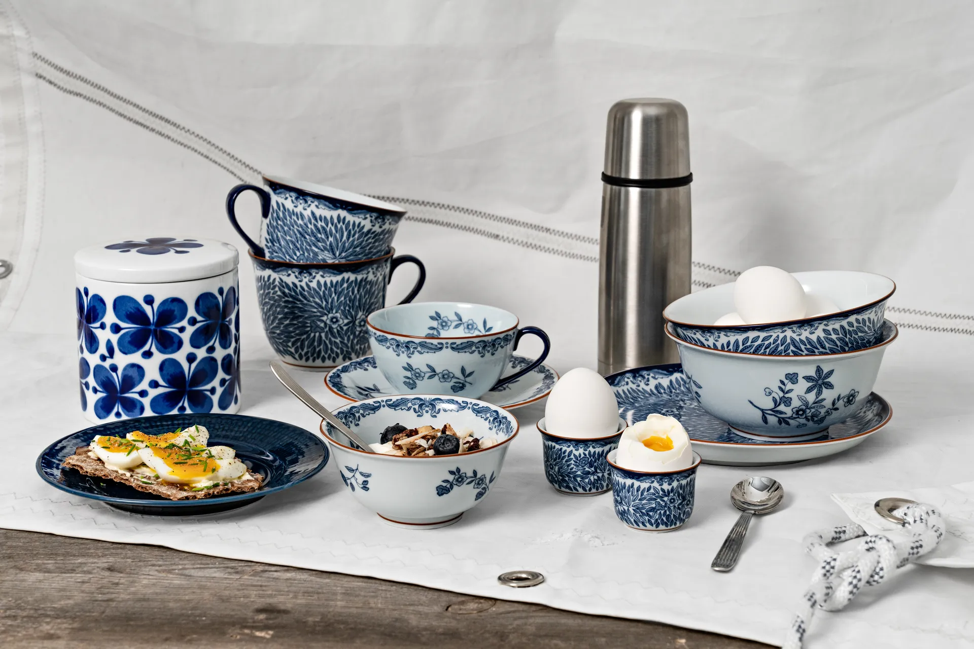 Ostindia kopje met schotel 16 cl cadeauverpakking, Blauw-wit Rörstrand