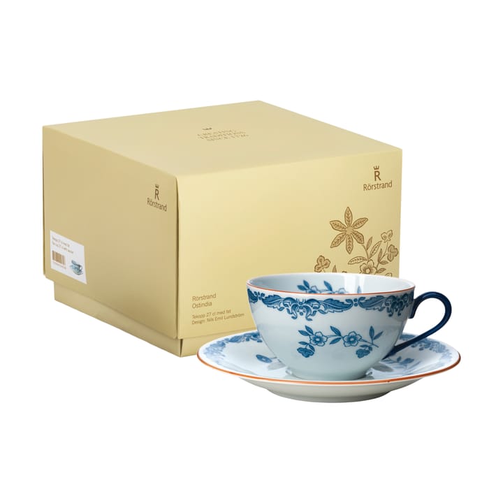 Ostindia kopje met schotel 27 cl cadeauverpakking, Blauw-wit Rörstrand