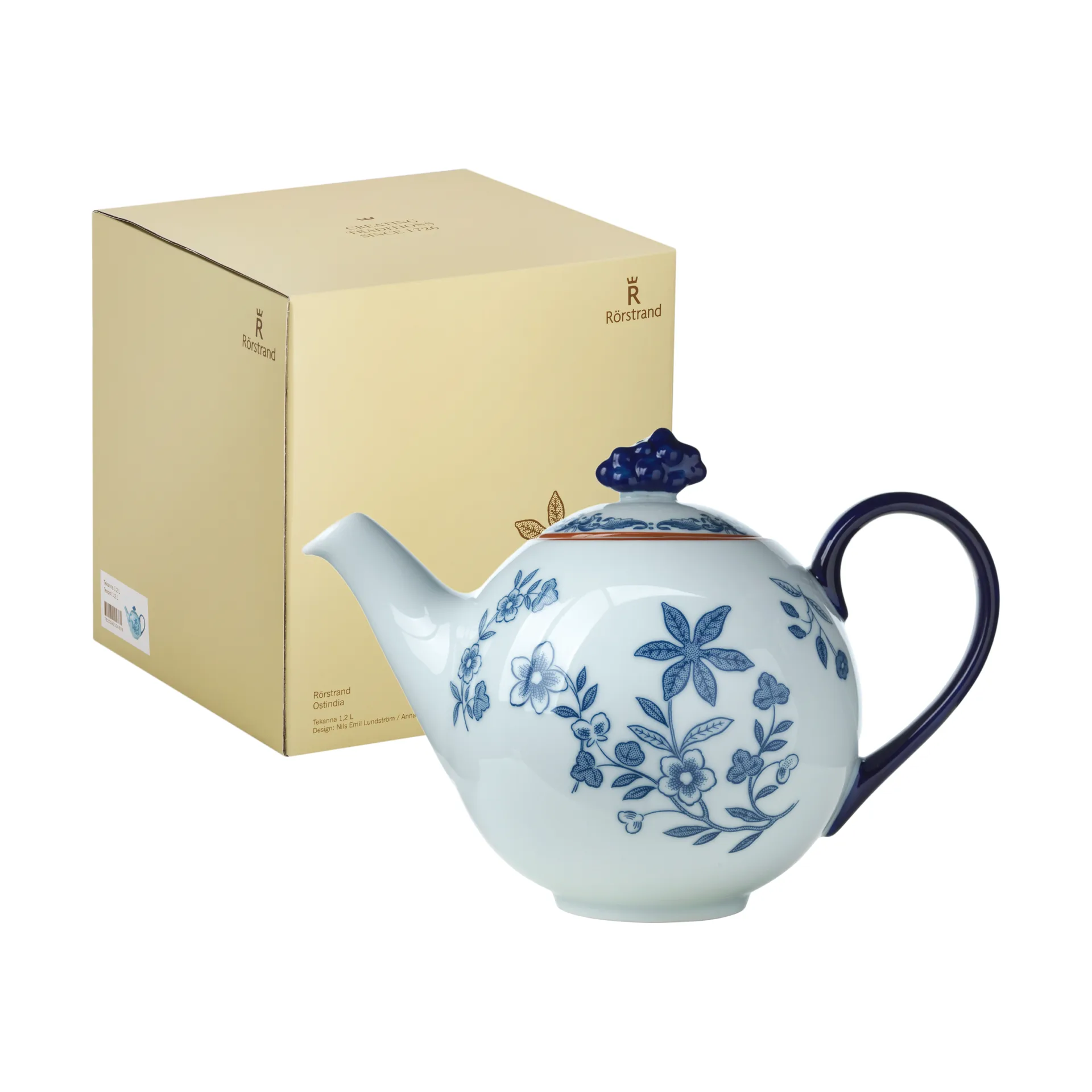 Ostindia theepot 1,2 l cadeauverpakking, Blauw-wit Rörstrand