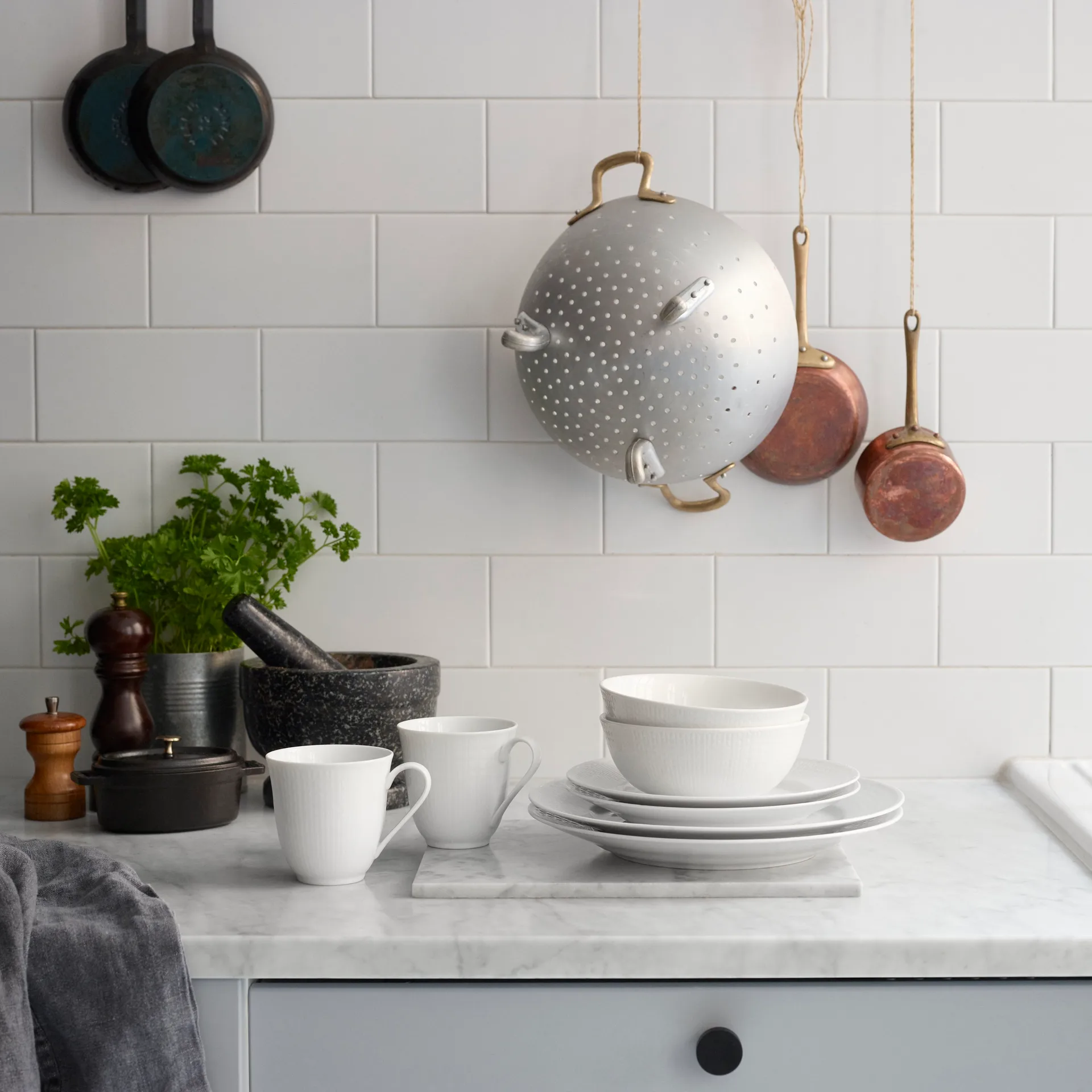 Swedish Grace bord Ø 21 cm, 6-pack snow (wit) Rörstrand