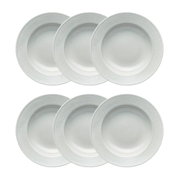 Swedish Grace diep bord 25 cm 6-pack Dimma(grijs) - Rörstrand