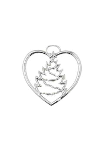 Karen Blixen Kerstdecoratie Hart met kerstboom - Zilver - Rosendahl