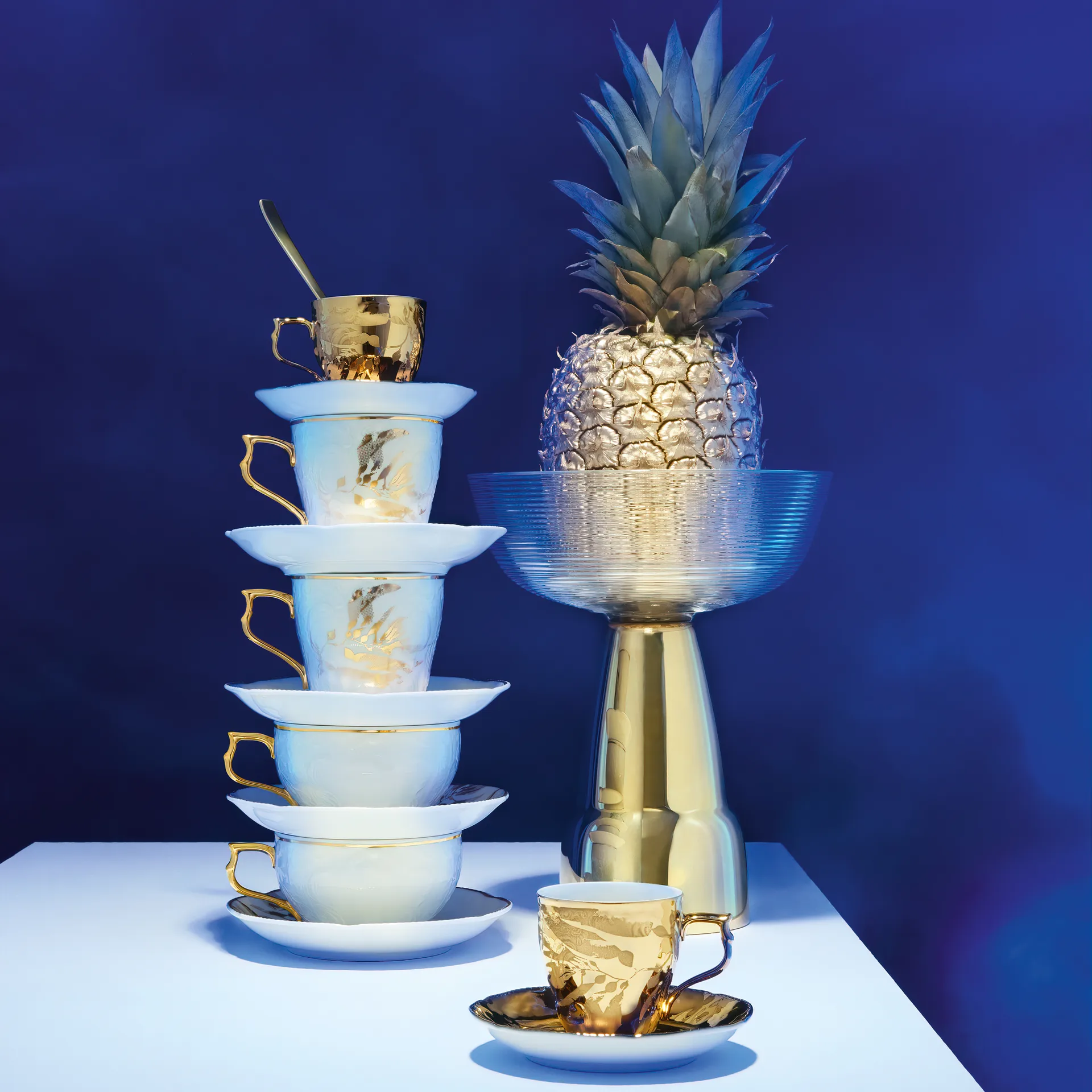 Rosenthal Heritage Midas kop met schotel, Wit-goud Rosenthal