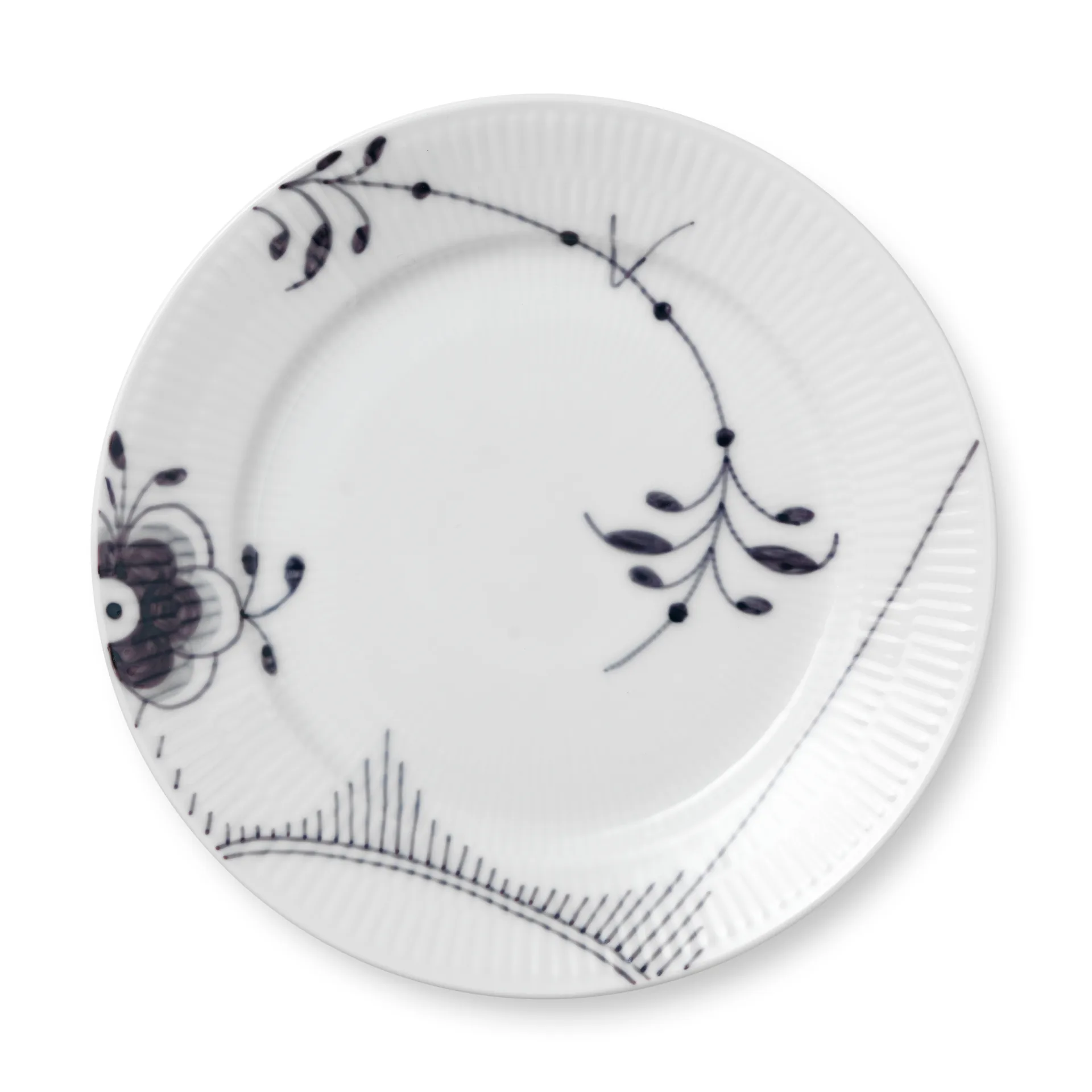 Black Fluted mega bord 2 - zwart, Ø 22 cm Royal Copenhagen