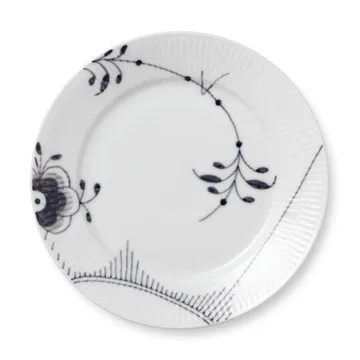 Black Fluted mega bord 2 - zwart - Ø 22 cm - Royal Copenhagen