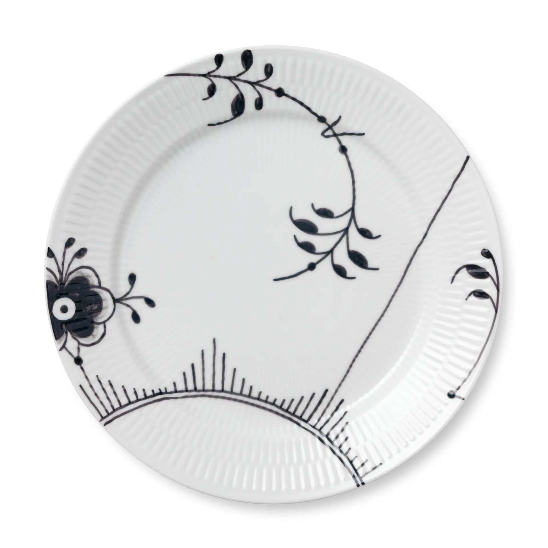 Black Fluted mega bord 2 - zwart, Ø 27 cm Royal Copenhagen