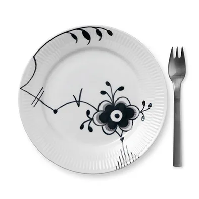 Black Fluted mega bord 6 - zwart, Ø 19 cm Royal Copenhagen