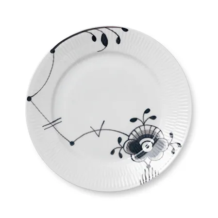 Black Fluted mega bord 6 - zwart, Ø 22 cm. Royal Copenhagen