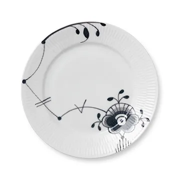 Black Fluted mega bord 6 - zwart - Ø 22 cm. - Royal Copenhagen