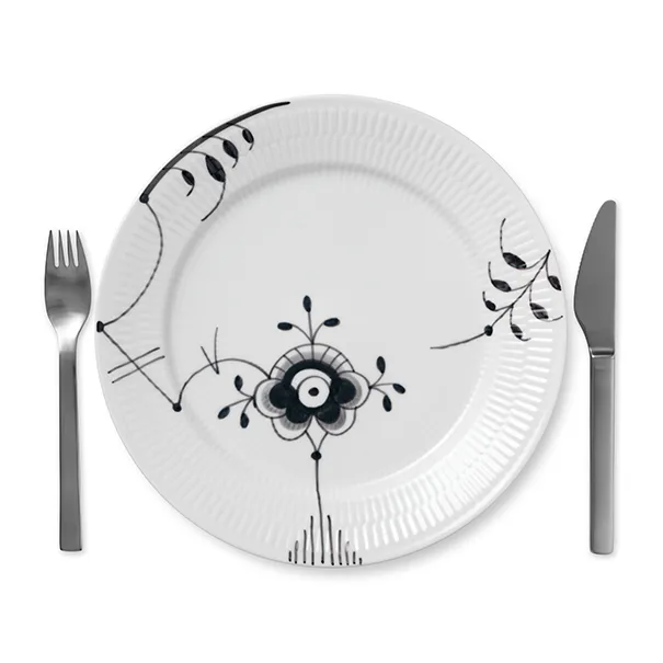 Black Fluted mega bord 6 - zwart, Ø 27 cm. Royal Copenhagen