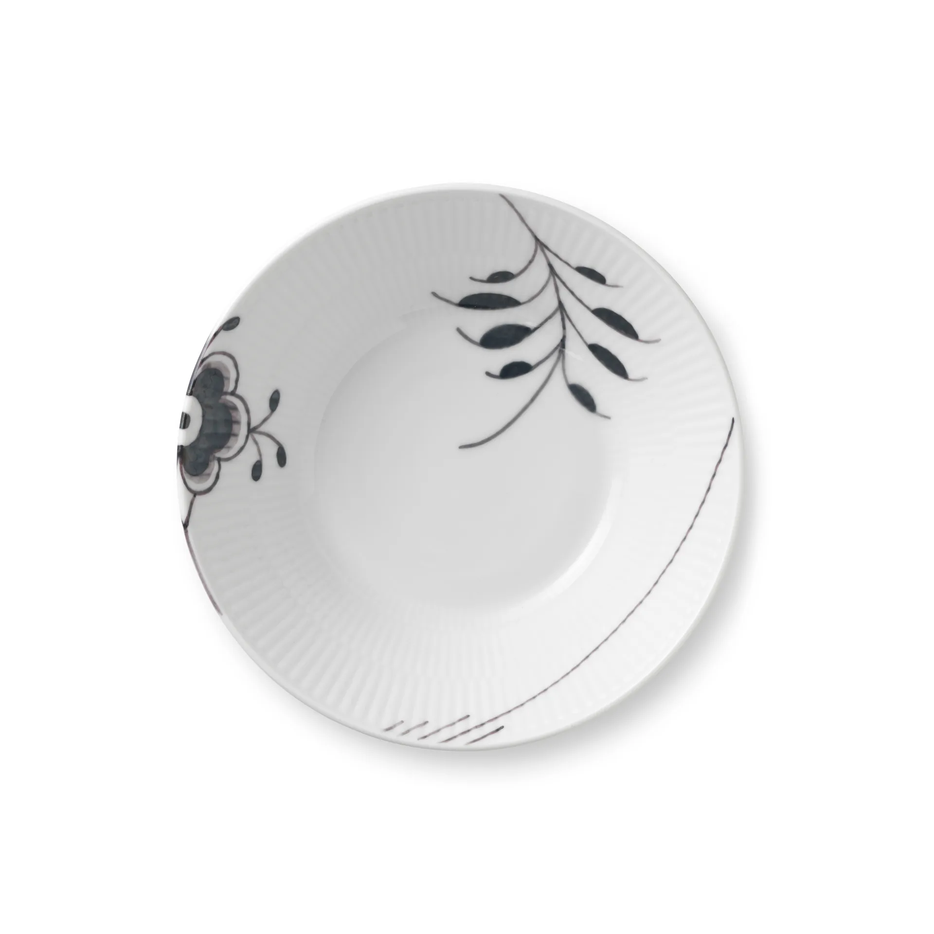 Black fluted mega diep bord, Ø 17 cm Royal Copenhagen