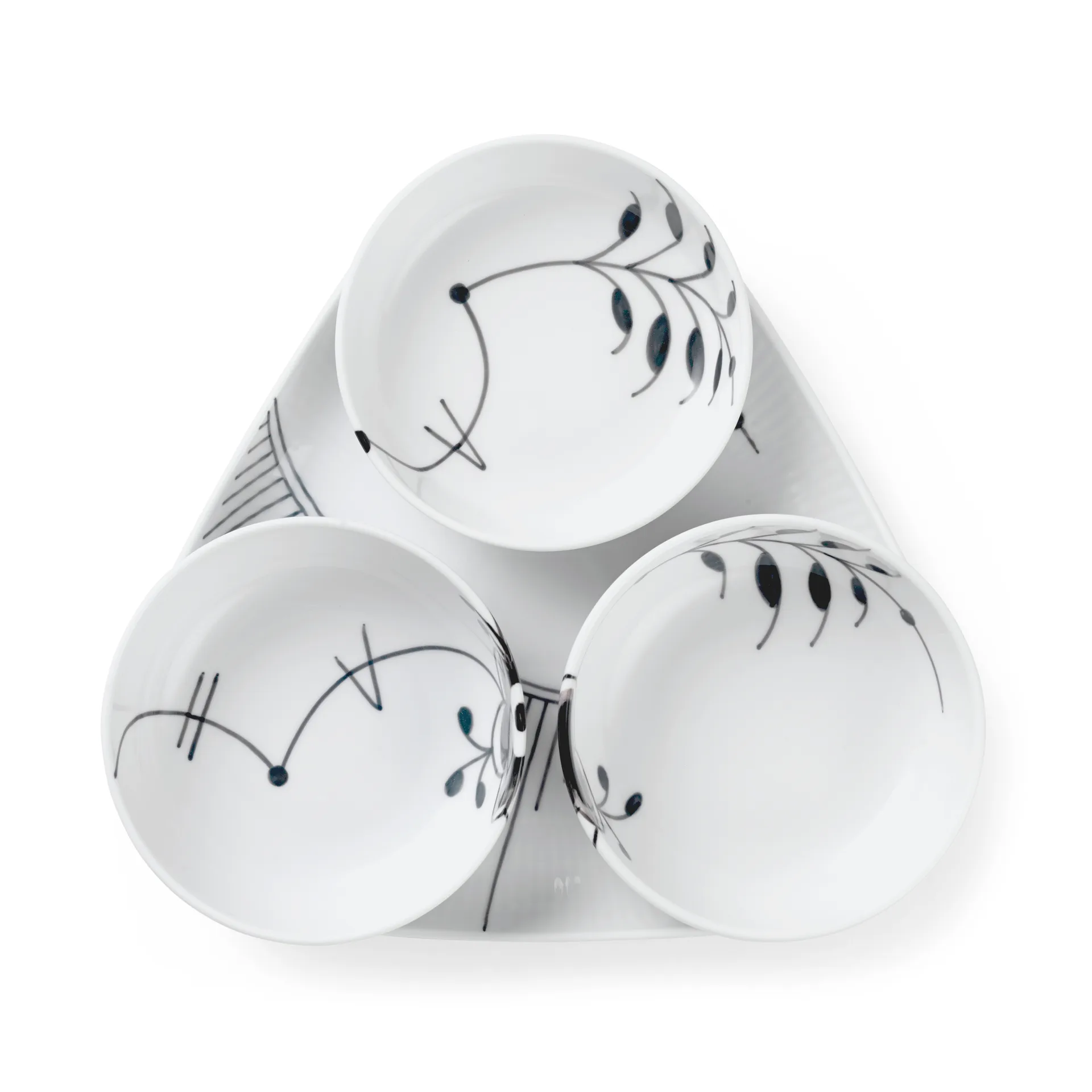 Black Fluted Mega serveerset 4-delig, Zwart-wit Royal Copenhagen