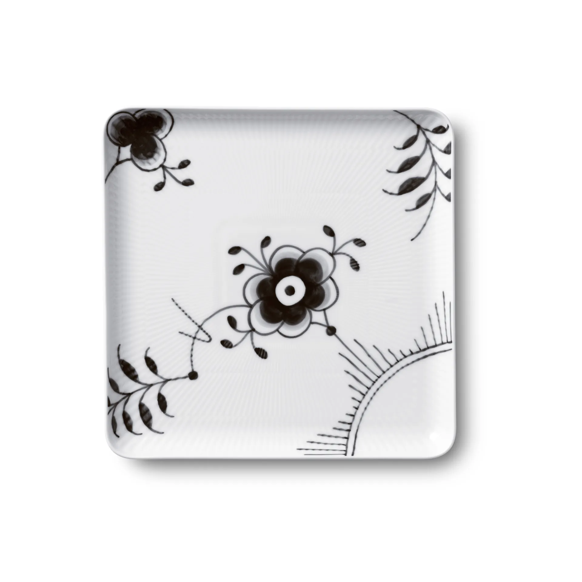 Black Fluted Mega vierkant bord, 20x20 cm Royal Copenhagen