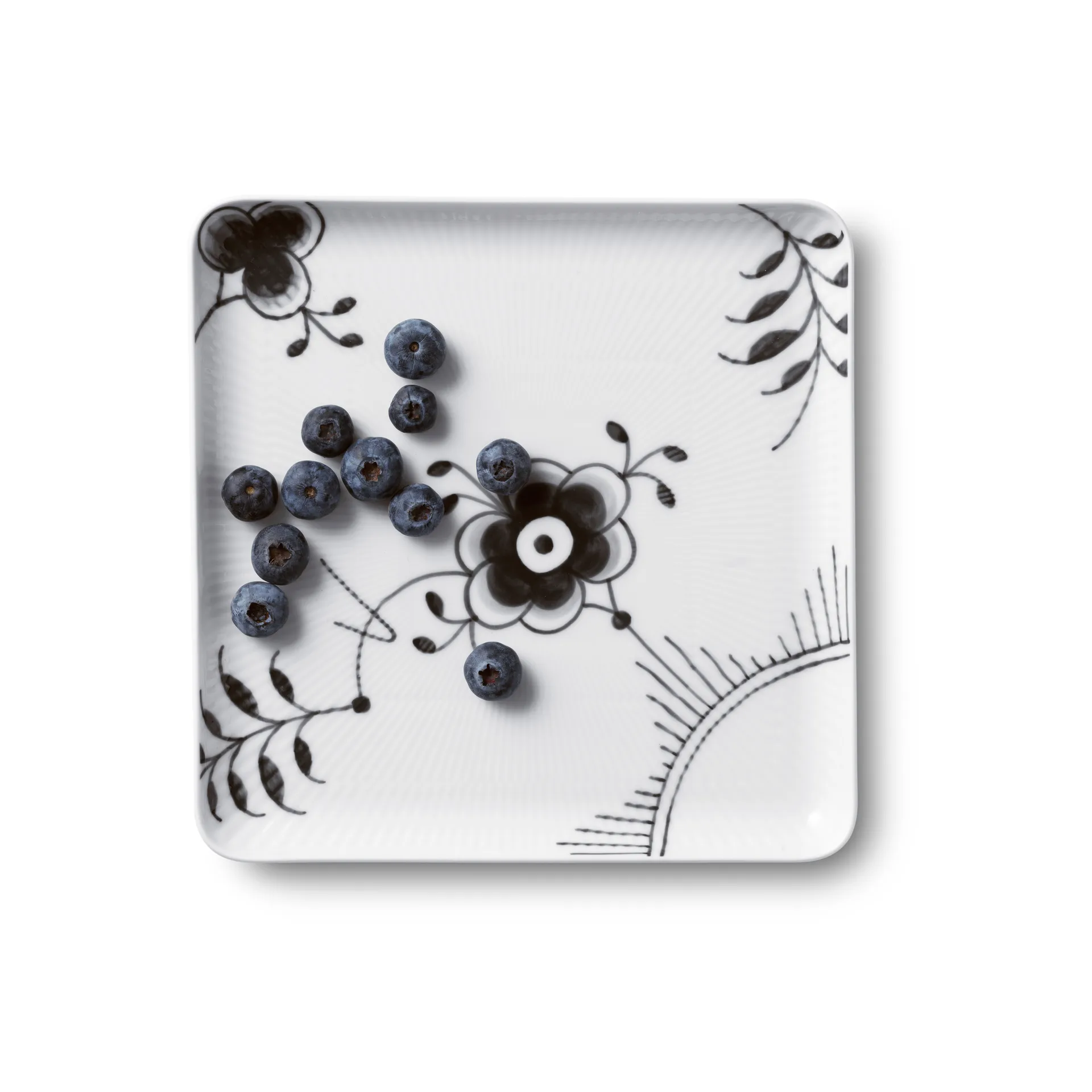 Black Fluted Mega vierkant bord, 20x20 cm Royal Copenhagen