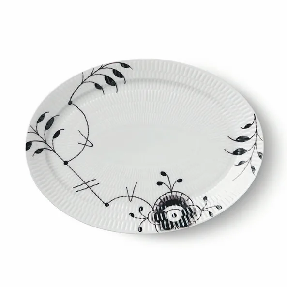 Black Fluted Mega zwart pot ovaal, 28 cm Royal Copenhagen