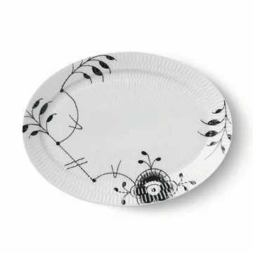 Black Fluted Mega zwart pot ovaal - 28 cm - Royal Copenhagen