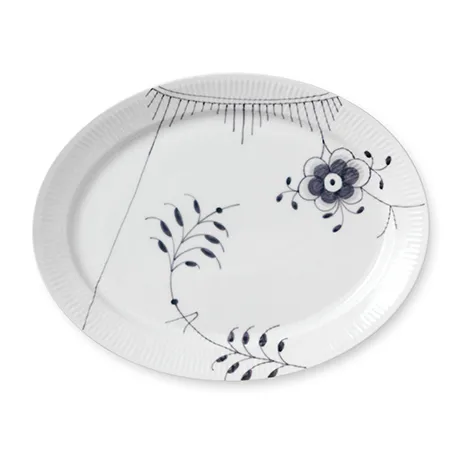 Black Fluted Mega zwart pot ovaal, 33 cm Royal Copenhagen