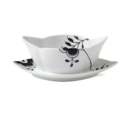 Black Fluted Mega zwart sausschaal met schotel - 55 cl. - Royal Copenhagen