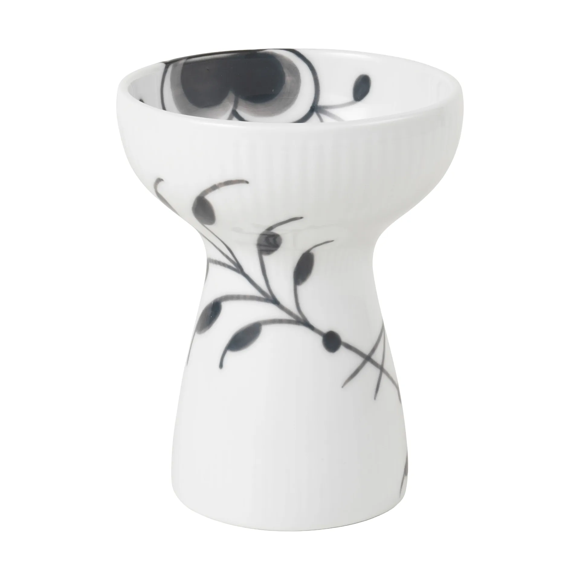 Black Fluted vaas 11 cm, White-black Royal Copenhagen