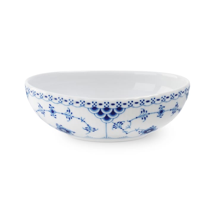 Blue Fluted Half Lace schaal ovaal 37 cl - Wit-blauw - Royal Copenhagen
