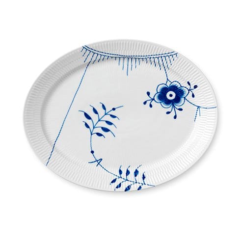 Blue Fluted Mega bord ovaal, Ø 33 cm. Royal Copenhagen