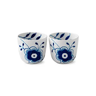 Blue Fluted Mega kaarsenhouder 2-pack, 6 cm. Royal Copenhagen