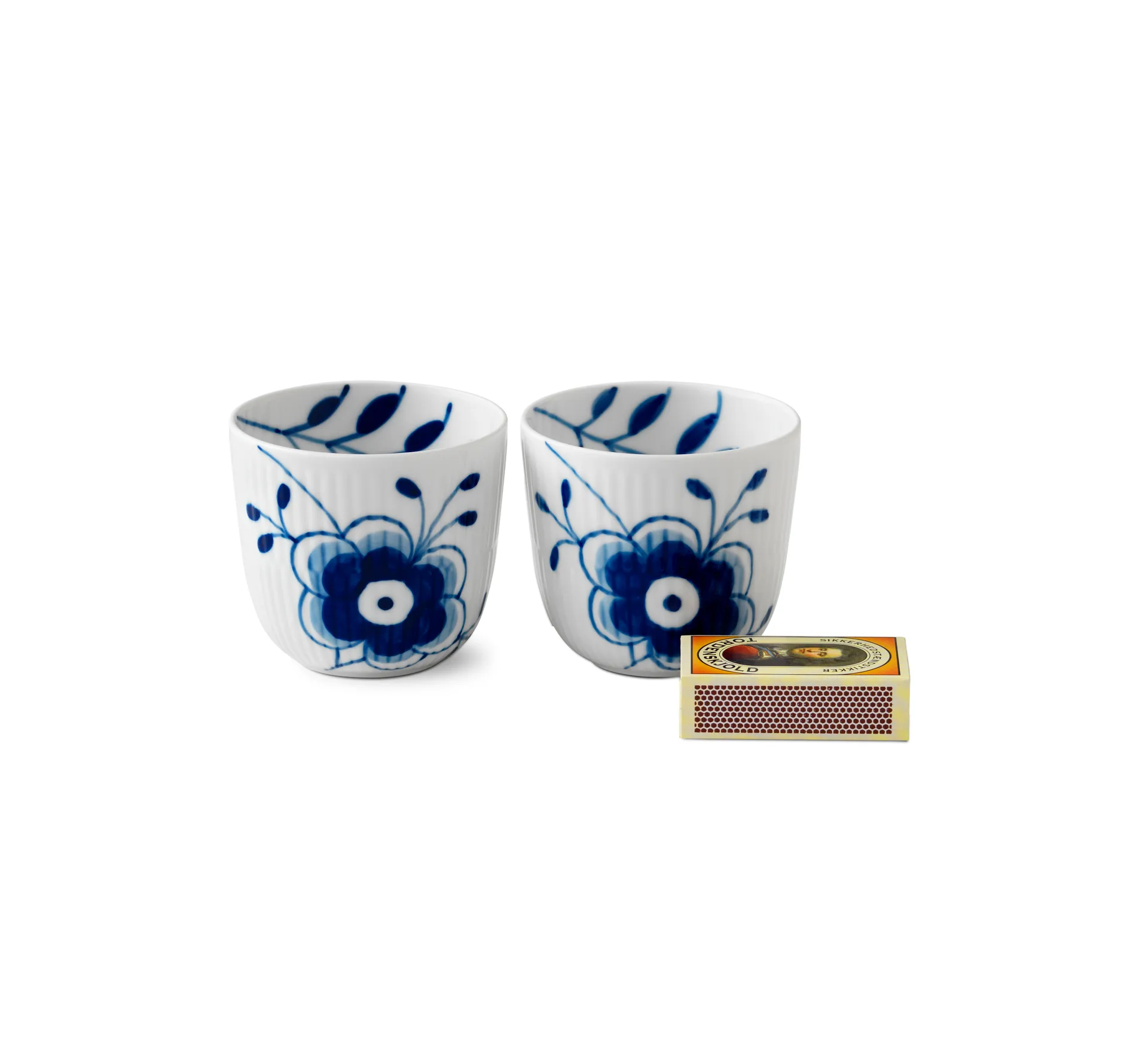 Blue Fluted Mega kaarsenhouder 2-pack, 6 cm. Royal Copenhagen