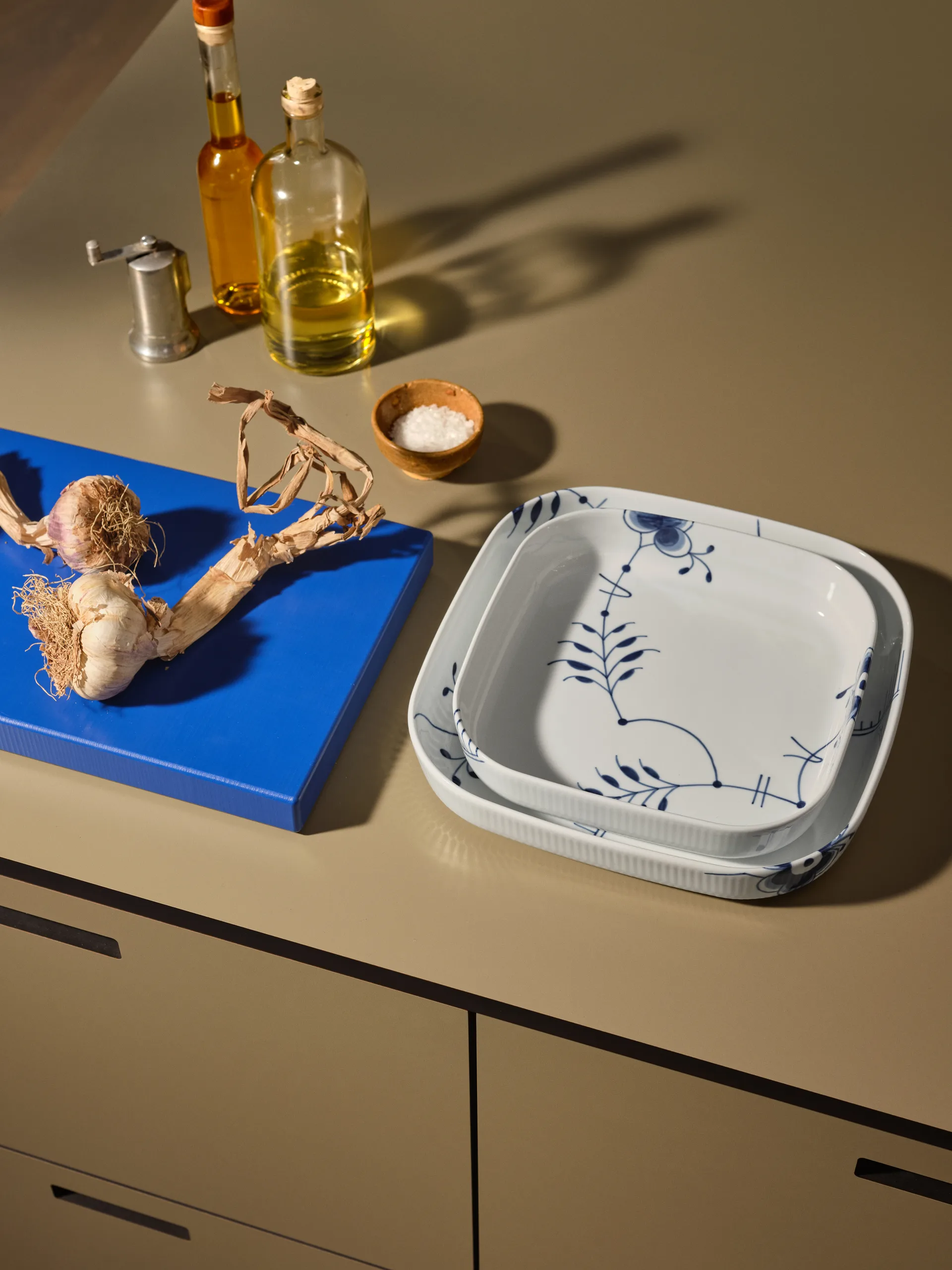 Blue Fluted Mega ovenschaal vierkant, 25x25 cm Royal Copenhagen