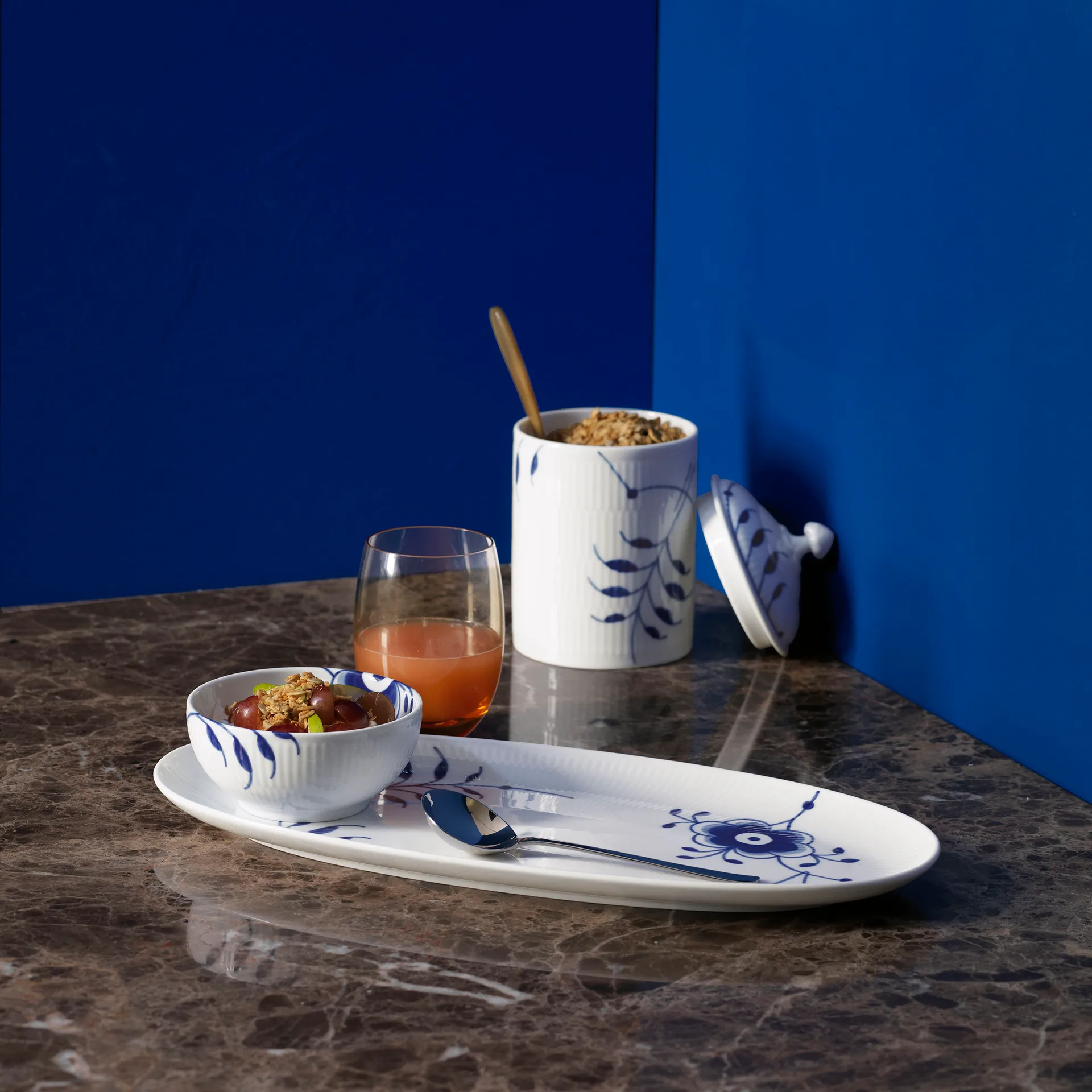 Blue Fluted Mega pot met deksel, 16 cm Royal Copenhagen