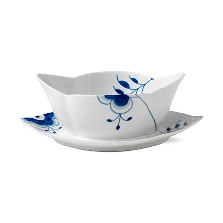 Blue Fluted Mega sausschaal met schotel, 55 cl. Royal Copenhagen