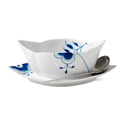 Blue Fluted Mega sausschaal met schotel, 55 cl. Royal Copenhagen