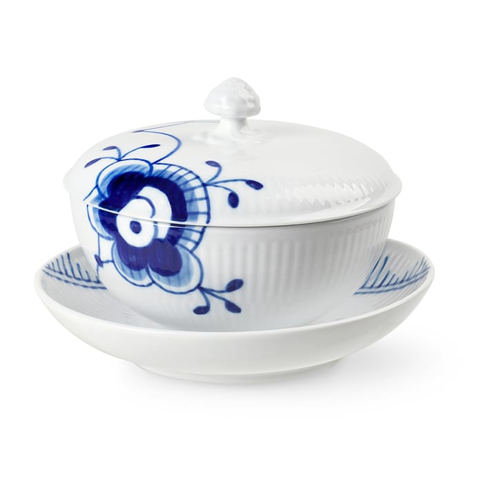 Blue Fluted Mega schaal met deksel en schotel - 38 cl - Royal Copenhagen