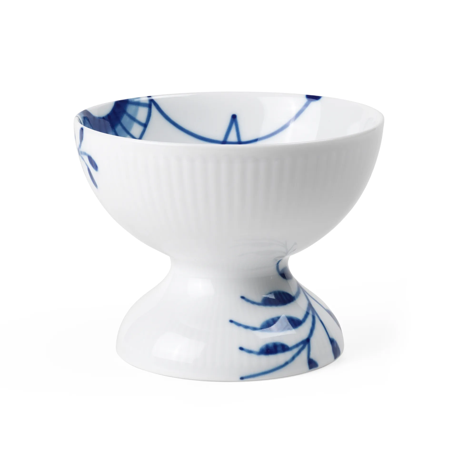 Blue Fluted Mega schaal op voet 8 cm, Blauw-wit Royal Copenhagen