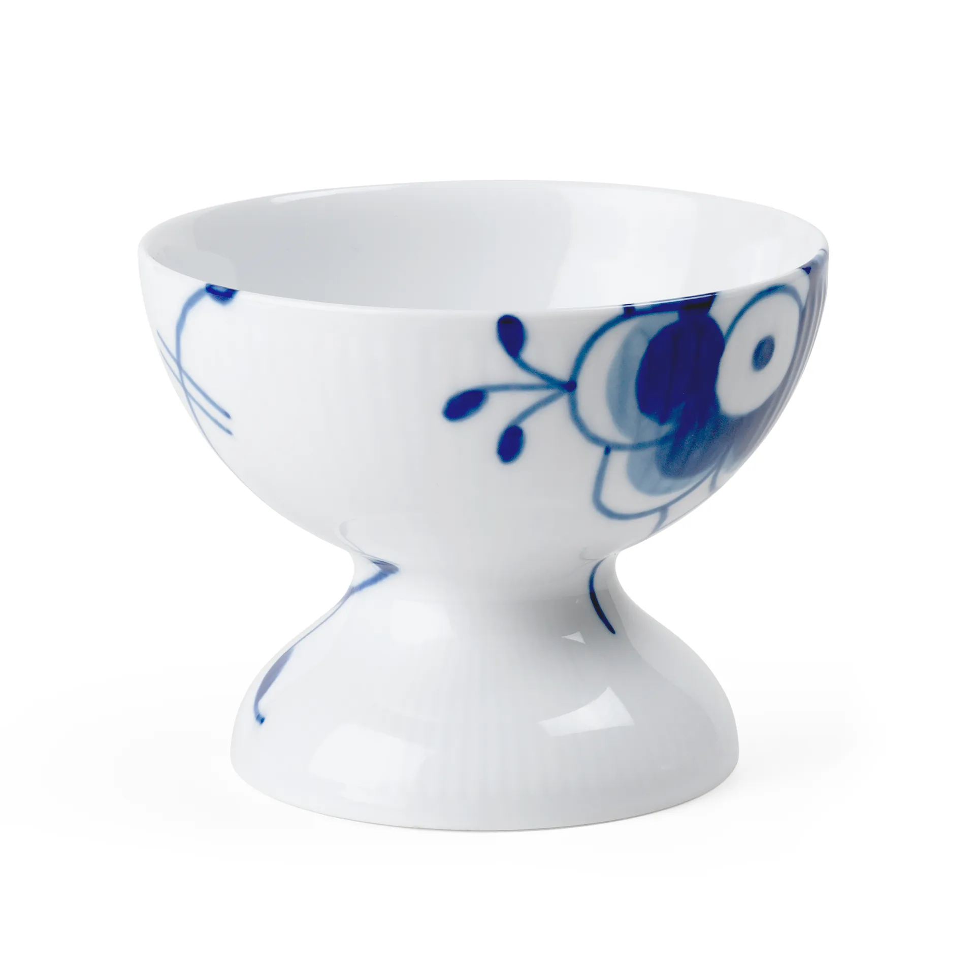 Blue Fluted Mega schaal op voet 8 cm, Blauw-wit Royal Copenhagen