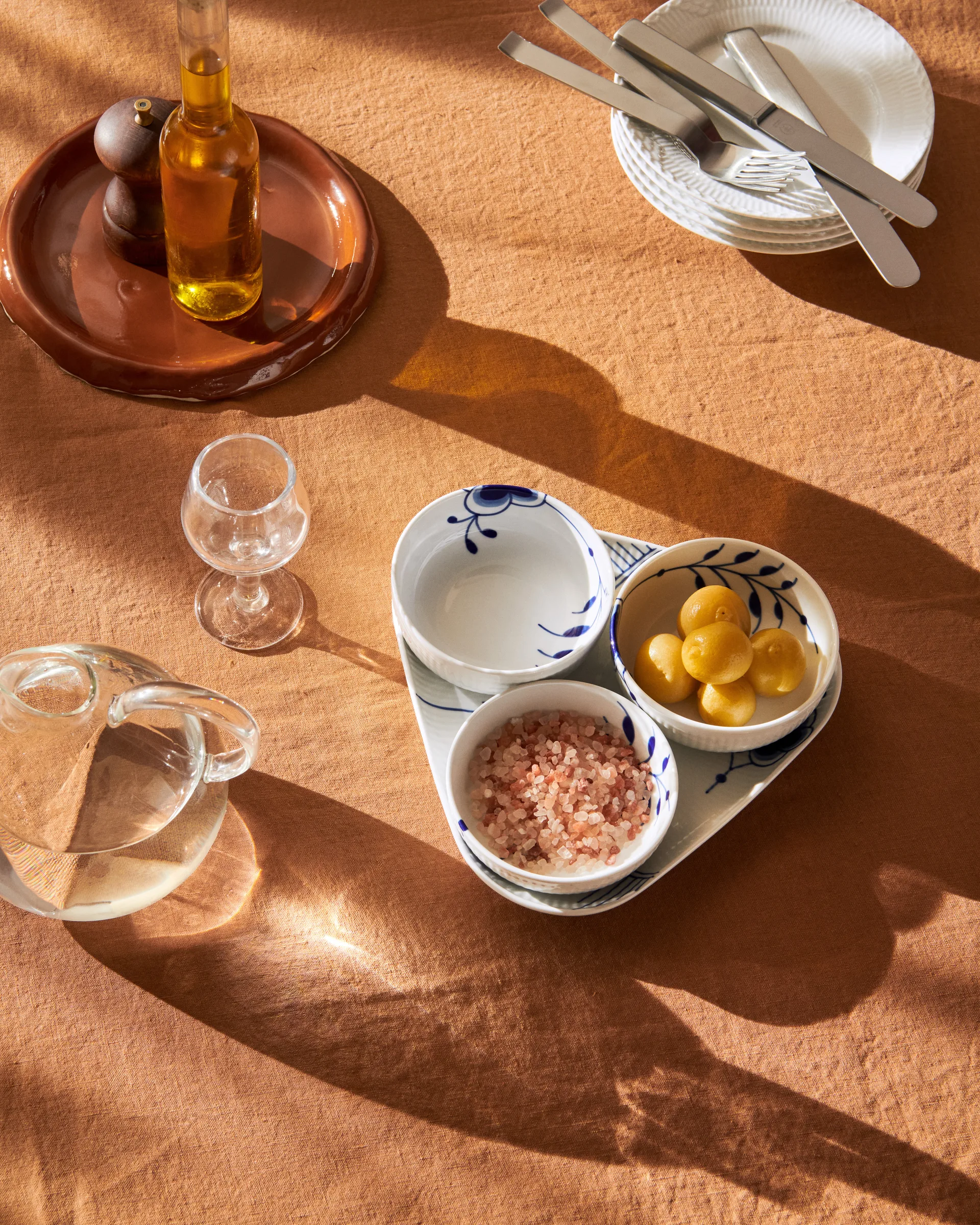 Blue Fluted Mega serveerset 4-delig, Blauw-wit Royal Copenhagen