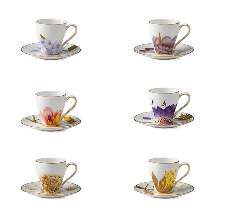 Flora espressokop met schotel 6-pack - 10 cl - Royal Copenhagen