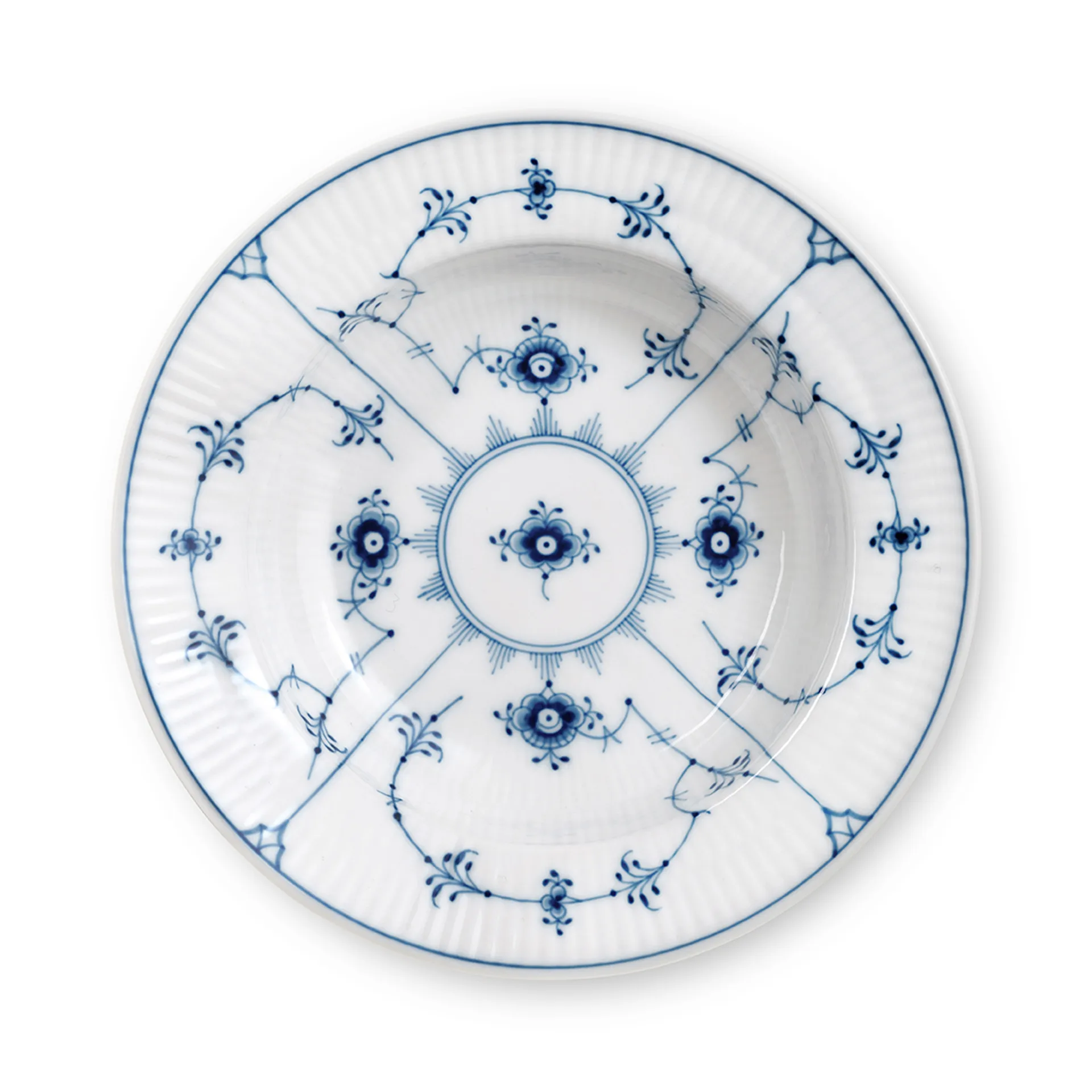 Musselmalet gerafeld diep bord met rand, Ø17 cm Royal Copenhagen