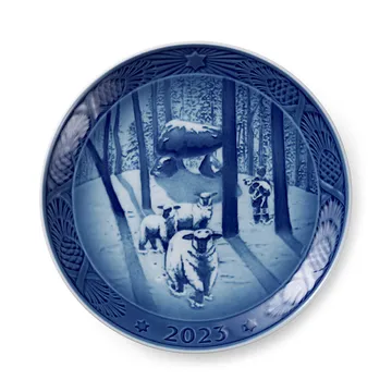 Royal Copenhagen Collectibles kerstbord 2023 - Kersttijd in het bos Ø18 cm - Royal Copenhagen