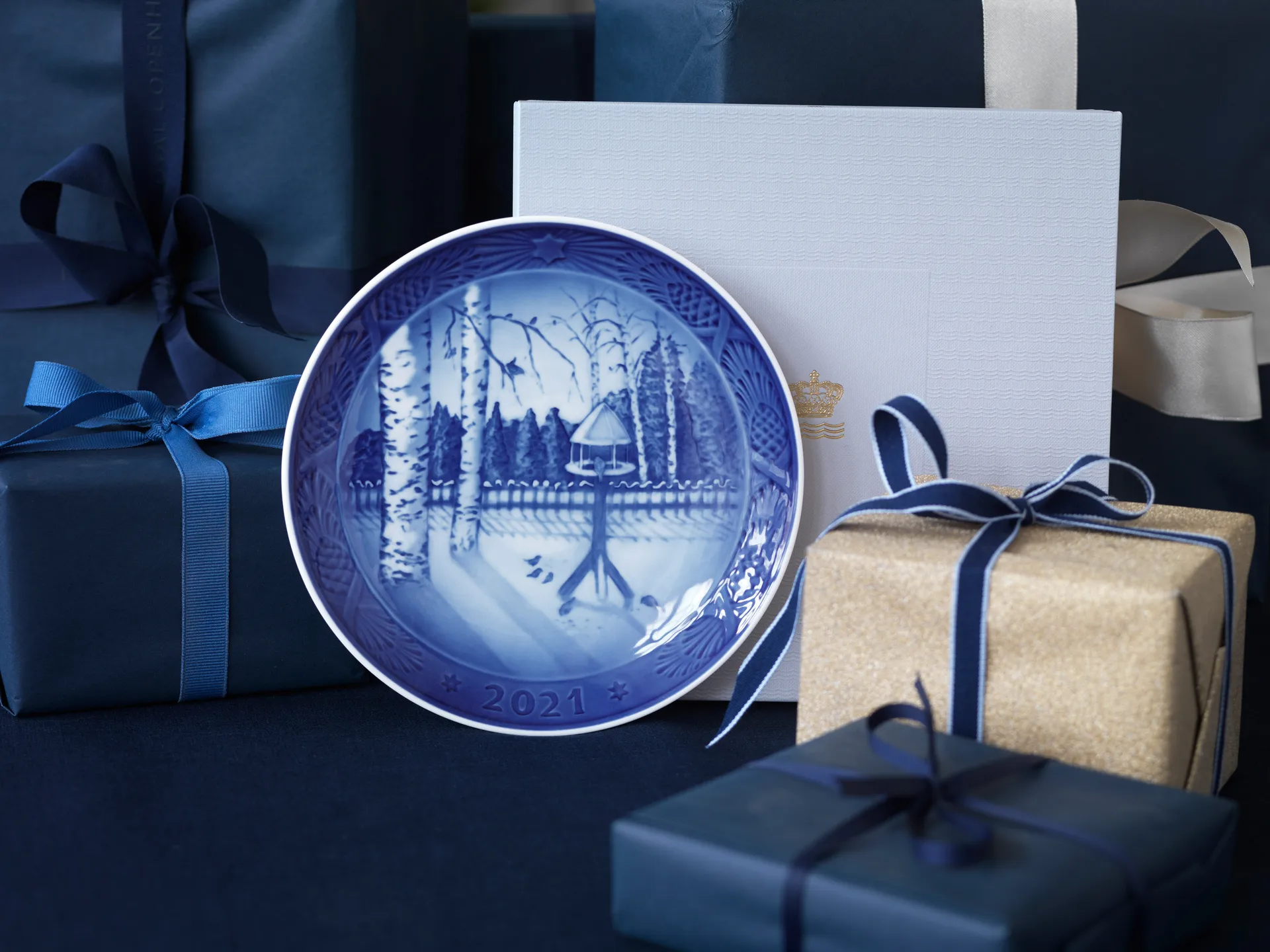 Royal Copenhagen kerstbord 2021, Blauw Royal Copenhagen