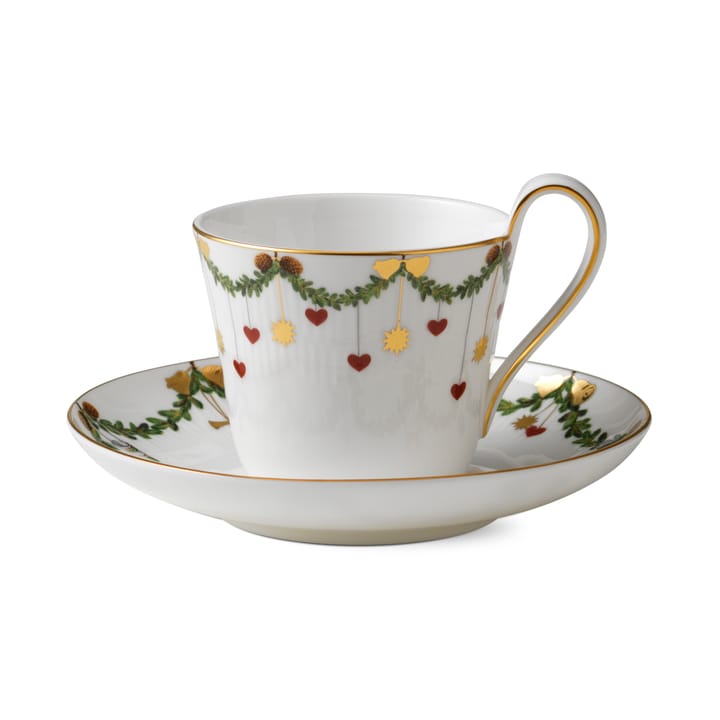 Star Fluted Christmas kop en schotel - 24 cl. - hoog oor - Royal Copenhagen