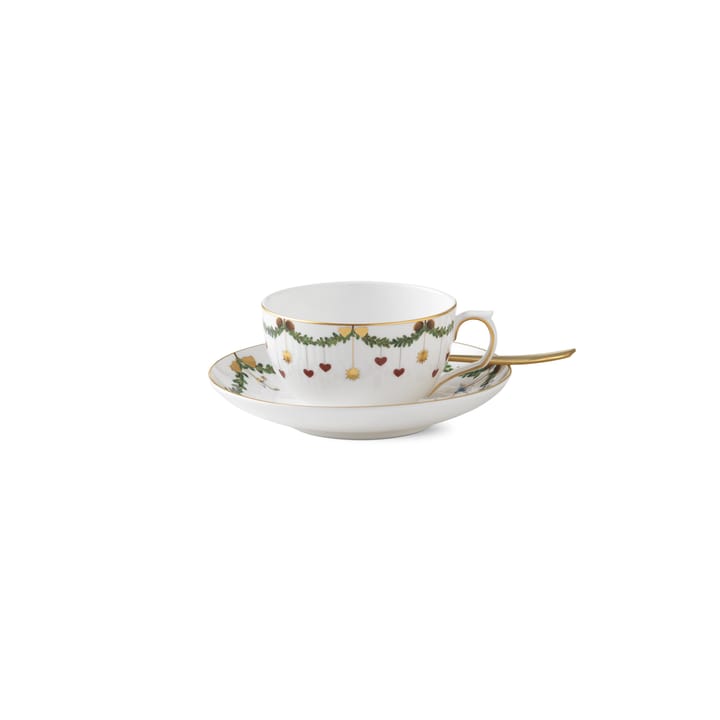 Star Fluted Christmas kop en schotel, 32 cl. - laag oor Royal Copenhagen